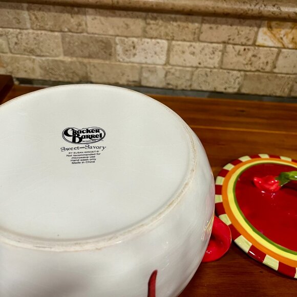 CRACKER BARREL "SWEET AND SAVORY" WINGET COOKIE JAR CHILI PEPPER BLAZIN … - Picture 5 of 5